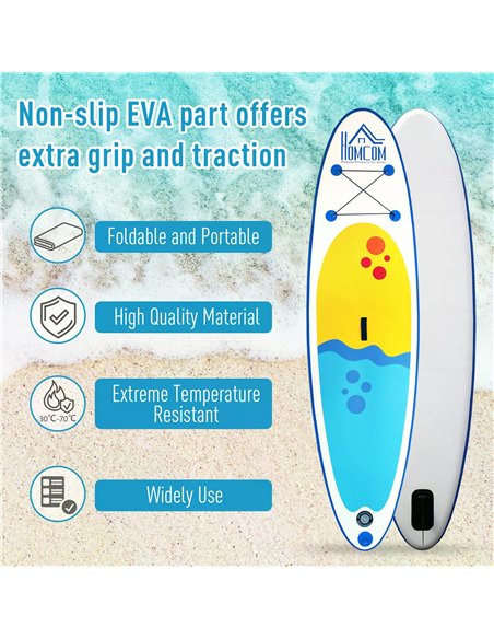 HOMCOM Inflatable Paddleboard: Adjustable Aluminium Paddle, Non-Slip Deck, Accessories & Carry Bag, Azure A33-008 - pic 96073 | FastDaddyshop