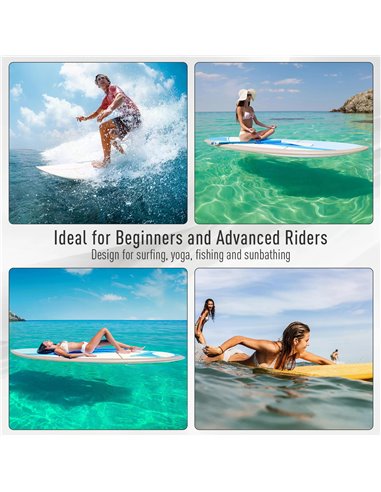HOMCOM Inflatable Paddleboard: Adjustable Aluminium Paddle, Non-Slip Deck, Accessories & Carry Bag, Azure A33-008