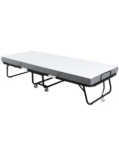 HOMCOM Folding Bed with 10cm Mattress, Portable Foldable Guest Bed with Sturdy Metal Frame on Wheels 831-516V70