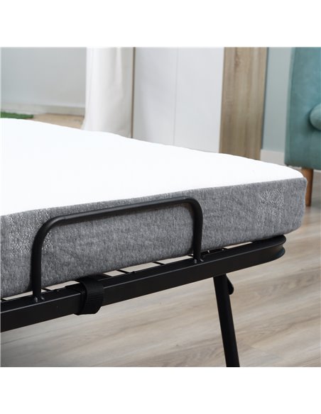 HOMCOM Folding Bed with 10cm Mattress, Portable Foldable Guest Bed with Sturdy Metal Frame on Wheels 831-516V70 - pic 96103 | FastDaddyshop
