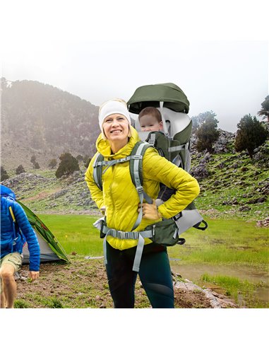 HOMCOM Toddler Hiking Backpack Carrier with Removable Small Bag, Outdoor Child Carrier with Stand, Rain Cover, Sunshade Shield, 