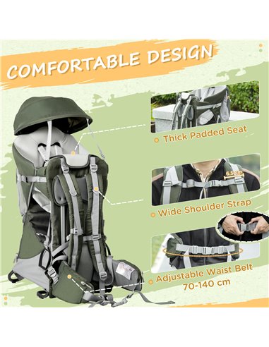 HOMCOM Toddler Hiking Backpack Carrier with Removable Small Bag, Outdoor Child Carrier with Stand, Rain Cover, Sunshade Shield, 