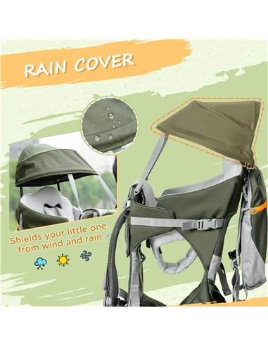 HOMCOM Toddler Hiking Backpack Carrier with Removable Small Bag, Outdoor Child Carrier with Stand, Rain Cover, Sunshade Shield, 