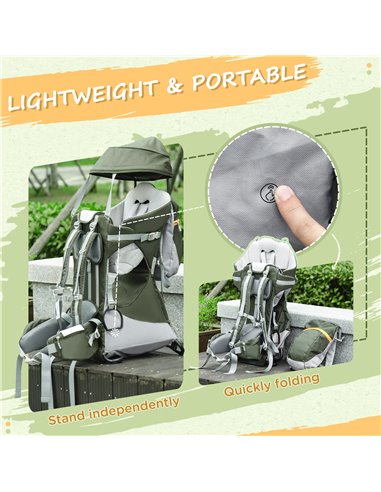 HOMCOM Toddler Hiking Backpack Carrier with Removable Small Bag, Outdoor Child Carrier with Stand, Rain Cover, Sunshade Shield, 