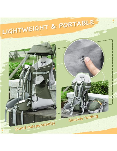 HOMCOM Toddler Hiking Backpack Carrier with Removable Small Bag, Outdoor Child Carrier with Stand, Rain Cover, Sunshade Shield,  - pic 96181 | FastDaddyshop