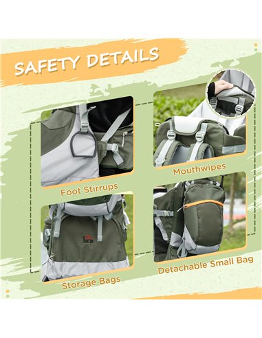 HOMCOM Toddler Hiking Backpack Carrier with Removable Small Bag, Outdoor Child Carrier with Stand, Rain Cover, Sunshade Shield, 