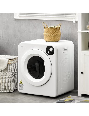 HOMCOM 6kg Vented Tumble Dryer, Freestanding, Wall Mounted, Stackable, Portable Dryer with 7 Programmers, White 853-025V70WT
