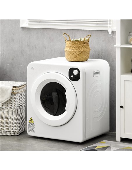 HOMCOM 6kg Vented Tumble Dryer, Freestanding, Wall Mounted, Stackable, Portable Dryer with 7 Programmers, White 853-025V70WT - pic 96195 | FastDaddyshop