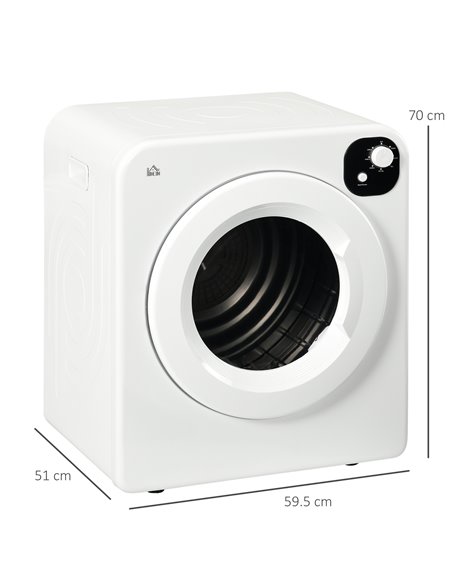 HOMCOM 6kg Vented Tumble Dryer, Freestanding, Wall Mounted, Stackable, Portable Dryer with 7 Programmers, White 853-025V70WT - pic 96196 | FastDaddyshop