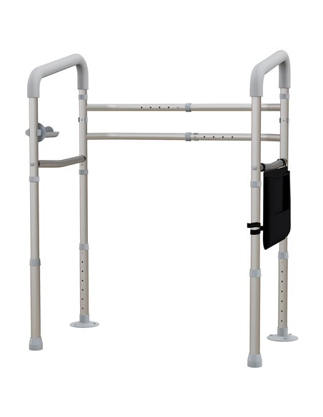 HOMCOM Free Standing Toilet Frame, Height & Width Adjustable Toilet Safety Frame w/ Arms, Additional Suction Cups, Handrail Grab - pic 96212 | FastDaddyshop