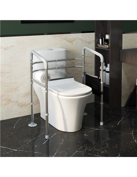 HOMCOM Free Standing Toilet Frame, Height & Width Adjustable Toilet Safety Frame w/ Arms, Additional Suction Cups, Handrail Grab - pic 96213 | FastDaddyshop