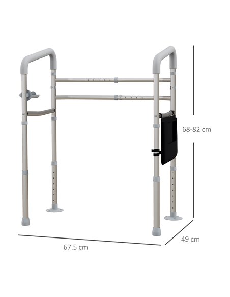 HOMCOM Free Standing Toilet Frame, Height & Width Adjustable Toilet Safety Frame w/ Arms, Additional Suction Cups, Handrail Grab - pic 96214 | FastDaddyshop