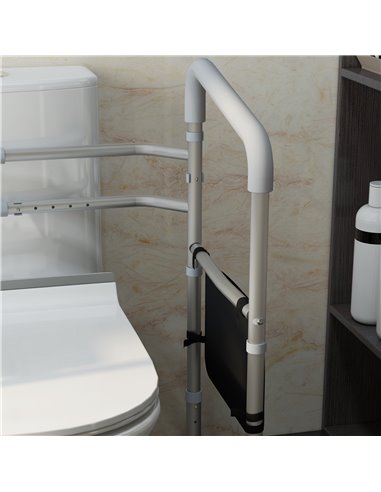 HOMCOM Free Standing Toilet Frame, Height & Width Adjustable Toilet Safety Frame w/ Arms, Additional Suction Cups, Handrail Grab
