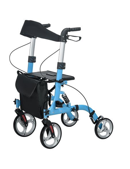 HOMCOM 4 Wheel Rollator with Seat & Back, Lightweight Folding Mobility Walker w/ Large Wheels, Carry Bag, Adjustable Height, Dua - pic 96221 | FastDaddyshop