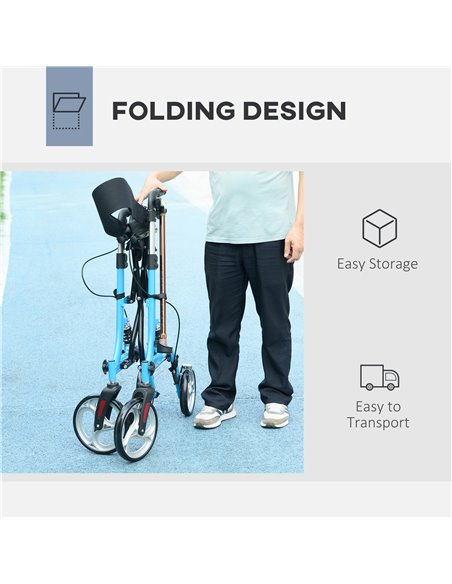 HOMCOM 4 Wheel Rollator with Seat & Back, Lightweight Folding Mobility Walker w/ Large Wheels, Carry Bag, Adjustable Height, Dua - pic 96225 | FastDaddyshop