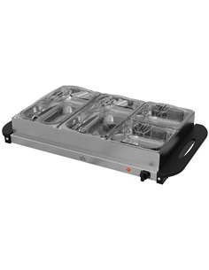 HOMCOM 4 Tray Electric Food Warmer Buffet Server with Plate Warmer Function, Cool Touch Handles, Adjustable Temperature, 300W 80
