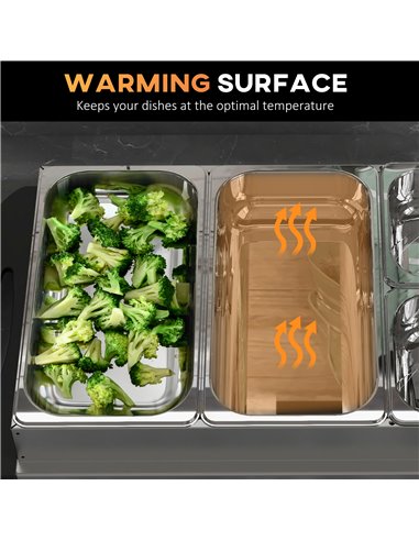 HOMCOM 4 Tray Electric Food Warmer Buffet Server with Plate Warmer Function, Cool Touch Handles, Adjustable Temperature, 300W 80