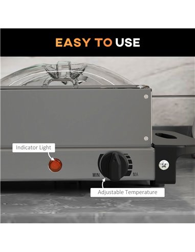 HOMCOM 4 Tray Electric Food Warmer Buffet Server with Plate Warmer Function, Cool Touch Handles, Adjustable Temperature, 300W 80