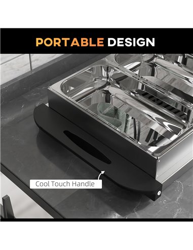 HOMCOM 4 Tray Electric Food Warmer Buffet Server with Plate Warmer Function, Cool Touch Handles, Adjustable Temperature, 300W 80