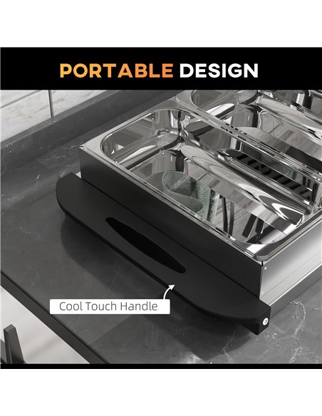 HOMCOM 4 Tray Electric Food Warmer Buffet Server with Plate Warmer Function, Cool Touch Handles, Adjustable Temperature, 300W 80 - pic 96236 | FastDaddyshop