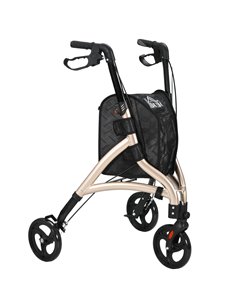 HOMCOM 3 Wheel Rollator, Lightweight Aluminium Tri Walker with Adjustable Handle, Storage Bag and Dual Brakes, Folding Mobility 