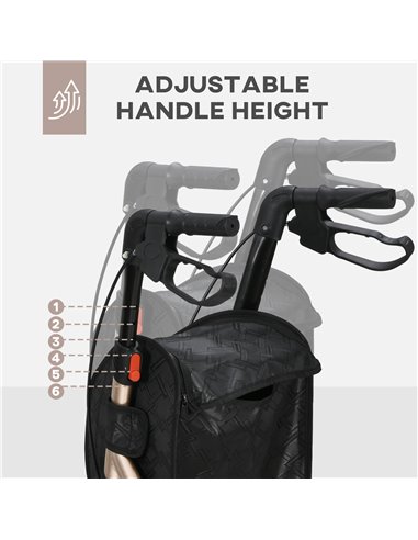 HOMCOM 3 Wheel Rollator, Lightweight Aluminium Tri Walker with Adjustable Handle, Storage Bag and Dual Brakes, Folding Mobility 