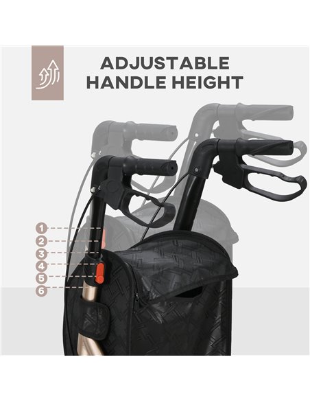 HOMCOM 3 Wheel Rollator, Lightweight Aluminium Tri Walker with Adjustable Handle, Storage Bag and Dual Brakes, Folding Mobility  - pic 96242 | FastDaddyshop