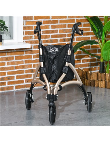 HOMCOM 3 Wheel Rollator, Lightweight Aluminium Tri Walker with Adjustable Handle, Storage Bag and Dual Brakes, Folding Mobility 