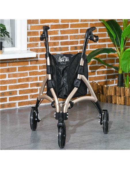 HOMCOM 3 Wheel Rollator, Lightweight Aluminium Tri Walker with Adjustable Handle, Storage Bag and Dual Brakes, Folding Mobility  - pic 96245 | FastDaddyshop