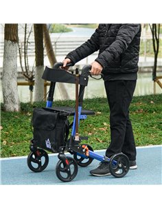 HOMCOM 4 Wheel Rollator with Seat and Back, Folding Mobility Walker, Adjustable Height, Dual Brakes, Cane Holder, Lightweight Al 2