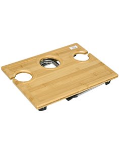 HOMCOM Foldable Wine Picnic Table, Portable Wine Table w/ Bottle Holder & 2 Glass Holders, Folding Bamboo Outdoor Beach Table w/