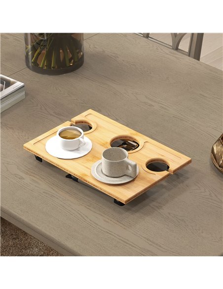 HOMCOM Foldable Wine Picnic Table, Portable Wine Table w/ Bottle Holder & 2 Glass Holders, Folding Bamboo Outdoor Beach Table w/ - pic 96263 | FastDaddyshop
