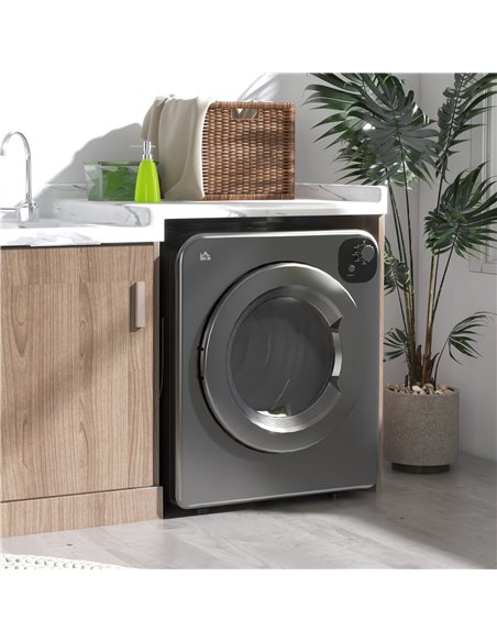 HOMCOM 6kg Vented Tumble Dryer, Freestanding, Wall Mounted, Stackable, Portable Dryer with 7 Programmers, Grey 853-025V70GY - pic 96276 | FastDaddyshop