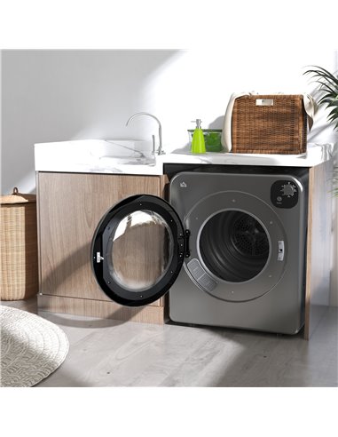 HOMCOM 6kg Vented Tumble Dryer, Freestanding, Wall Mounted, Stackable, Portable Dryer with 7 Programmers, Grey 853-025V70GY