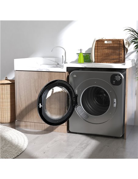 HOMCOM 6kg Vented Tumble Dryer, Freestanding, Wall Mounted, Stackable, Portable Dryer with 7 Programmers, Grey 853-025V70GY - pic 96283 | FastDaddyshop