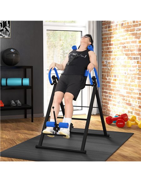 HOMCOM Gravity Inversion Table with Safety Belt Adjustable Hand Stand for Muscle Pain Relief, Blue A91-090V00BU - pic 96294 | FastDaddyshop