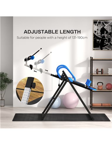 HOMCOM Gravity Inversion Table with Safety Belt Adjustable Hand Stand for Muscle Pain Relief, Blue A91-090V00BU