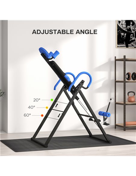 HOMCOM Gravity Inversion Table with Safety Belt Adjustable Hand Stand for Muscle Pain Relief, Blue A91-090V00BU - pic 96298 | FastDaddyshop