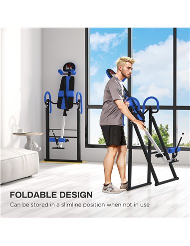 HOMCOM Gravity Inversion Table with Safety Belt Adjustable Hand Stand for Muscle Pain Relief, Blue A91-090V00BU