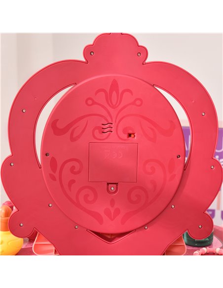 HOMCOM 36 Pcs Children Vanity Musical Dressing Table Kids Magic Glamour Princess Mirror Make Up Desk With Stool Beauty Kit Light - pic 9630 | FastDaddyshop