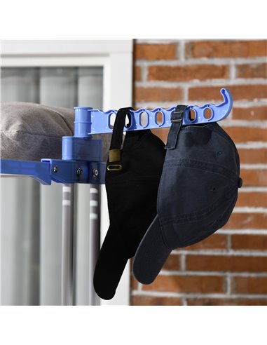 HOMCOM Foldable Clothes Drying Rack, 4-Tier Steel Garment Laundry Rack with Castors for Indoor and Outdoor Use, Blue 850-208V00B