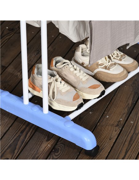 HOMCOM Foldable Clothes Drying Rack, 4-Tier Steel Garment Laundry Rack with Castors for Indoor and Outdoor Use, Blue 850-208V00B - pic 96319 | FastDaddyshop