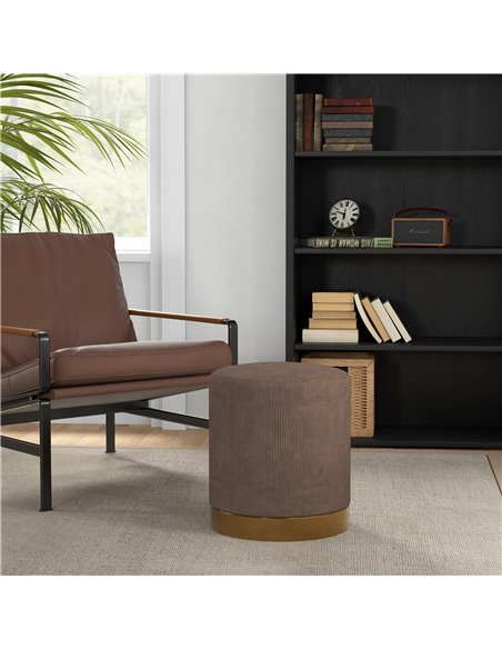 HOMCOM Corduroy Fabric Round Footstool, Modern Upholstered Foot Stool for Living Room, Entryway, Light Brown 838-459V70LR - pic 96321 | FastDaddyshop
