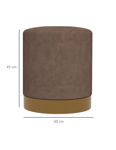 HOMCOM Corduroy Fabric Round Footstool, Modern Upholstered Foot Stool for Living Room, Entryway, Light Brown 838-459V70LR