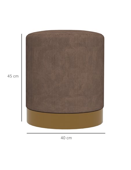 HOMCOM Corduroy Fabric Round Footstool, Modern Upholstered Foot Stool for Living Room, Entryway, Light Brown 838-459V70LR - pic 96322 | FastDaddyshop