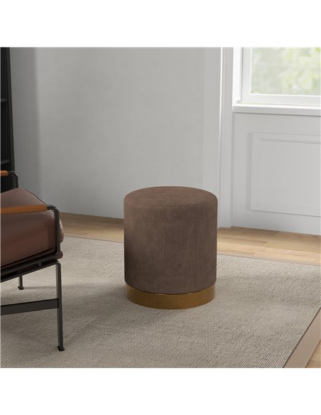 HOMCOM Corduroy Fabric Round Footstool, Modern Upholstered Foot Stool for Living Room, Entryway, Light Brown 838-459V70LR - pic 96327 | FastDaddyshop