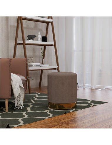 HOMCOM Corduroy Fabric Round Footstool, Modern Upholstered Foot Stool for Living Room, Entryway, Light Brown 838-459V70LR