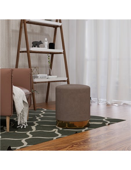 HOMCOM Corduroy Fabric Round Footstool, Modern Upholstered Foot Stool for Living Room, Entryway, Light Brown 838-459V70LR - pic 96328 | FastDaddyshop
