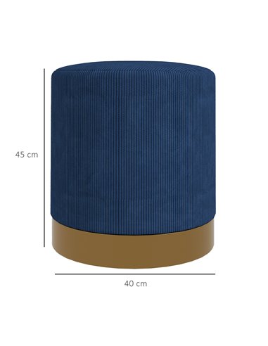HOMCOM Soft Padded Corduroy Footstool - Dark Blue 838-459V70DB