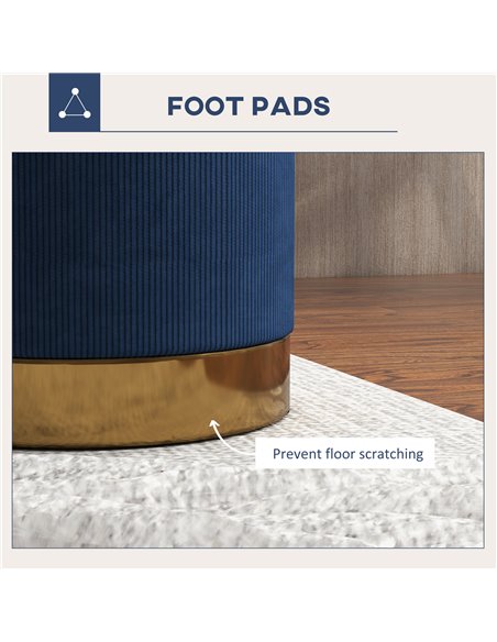 HOMCOM Soft Padded Corduroy Footstool - Dark Blue 838-459V70DB - pic 96333 | FastDaddyshop